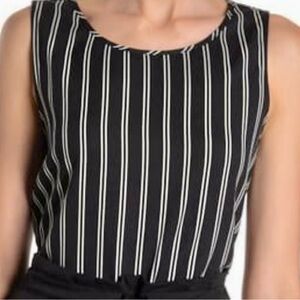 DR2 by Daniel Rainn Sleeveless Shell Top Black & White Striped Women's Top - Med
